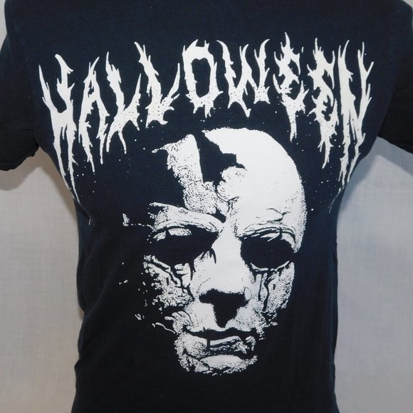 2017 Jason Face Halloween Movie Shirt Mens Small Black White Shirt - Picture 3 of 6